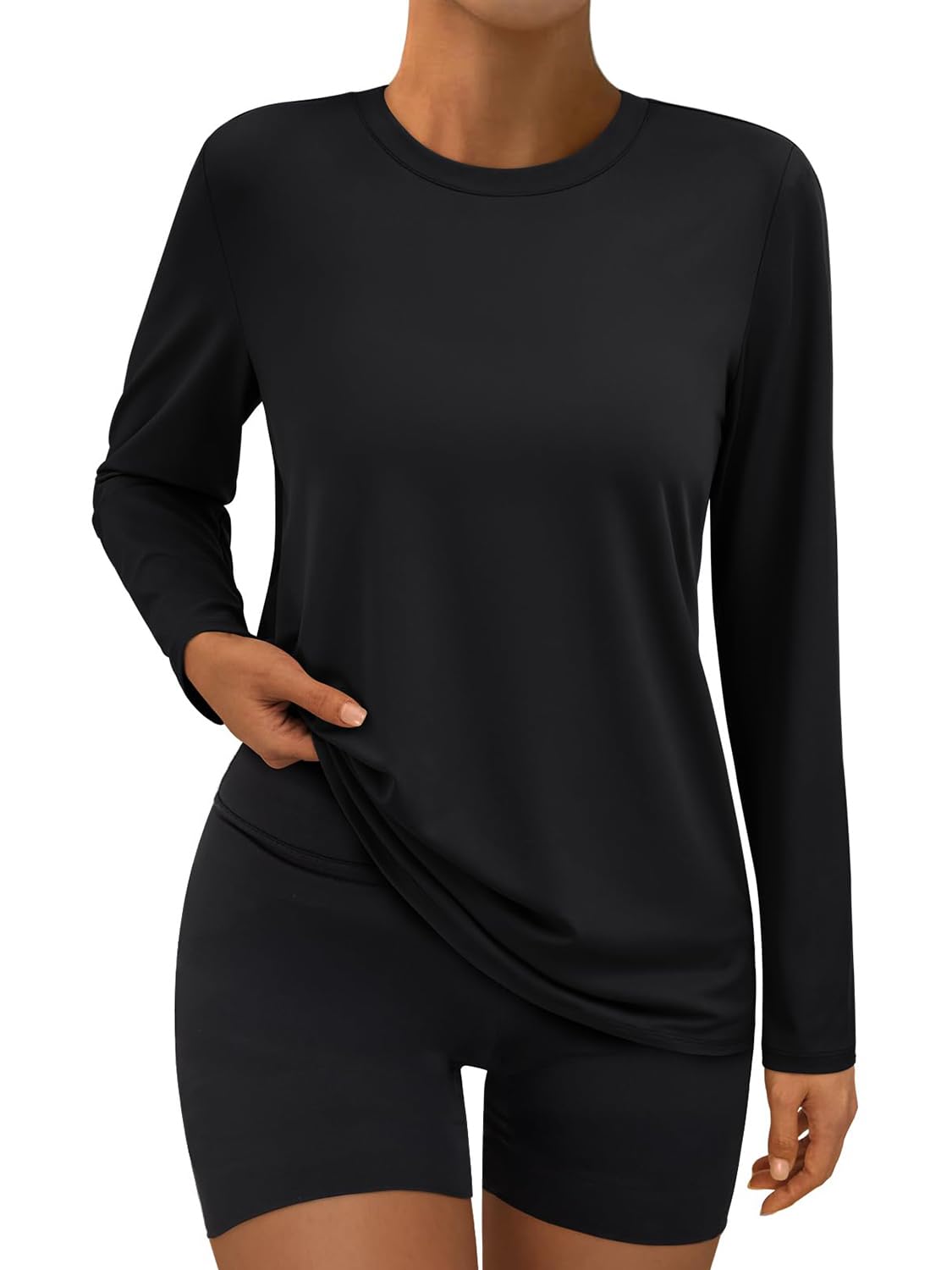 Suncife Damen-Workout-Tops, langärmelig, Fitnessstudio, Sommer, athletisch, Yoga, lockere Passform