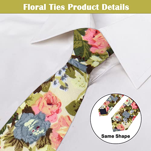 Image of Mantieqingway Men's Cotton Floral Neck Tie 2.56'' Printed Skinny Tie