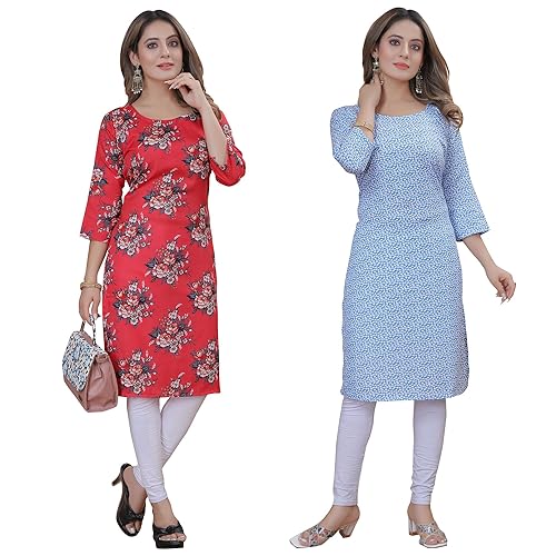 Image of Women's Multicolor Stylish Crepe Kurta||Pack of 2 Kurta||Kurta for Women