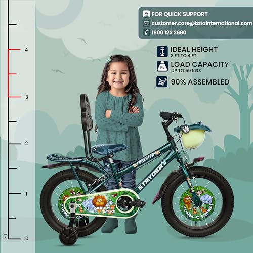 Image of Stryder Forester IC 16-Inch BMX Cycle for Kids | 10-Inch Steel Frame | C Brakes | Rigid Suspension | Durable Nylon Tyres | Suitable for Ages 3-7 Years | Forest Green