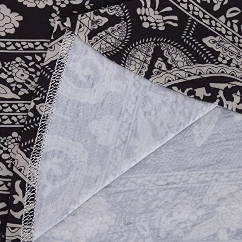 Women Vintage Flowy Tshirt Hide Belly 2023 Summer Short Sleeve Blouses Casual Dressy Paisley Print Henley Shirt Tops #TOP3