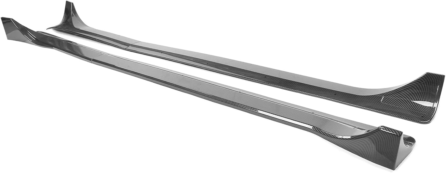 FREEMOTOR802 Side Skirts Fits 2020-2024 Tesla Model Y, Carbon Fiber Print ABS Plastic Rocker Panel Extensions Side Splitters Protectors Styling Body Kit Pair