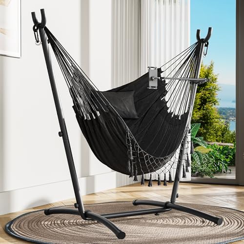 YITAHOME Hamac avec support, charge maximale 150 kg, support de hamac avec balançoire suspendue, 158 x 110 x 140 cm, cadre en acier robuste, balancelle avec support de...