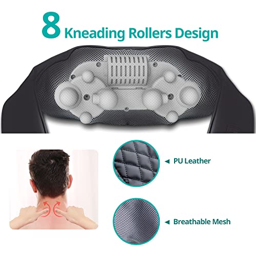 Mynt Shiatsu Shoulder And Neck Massager With Heat,Electric Back Massage Pillow With 8 3D Deep Kneading Nodes For Full Body Pain Relief, Relaxing Gift For Parents Lover Friends To Use At Home/Office #TOP2