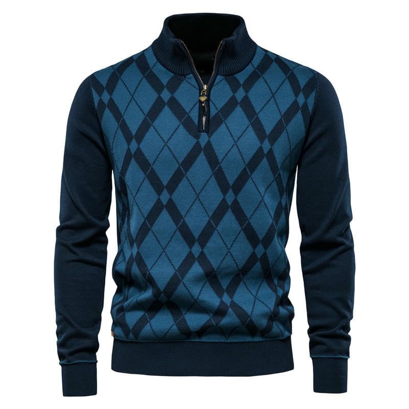 Cárdigan de punto para hombre con diseño patchwork de invierno 3