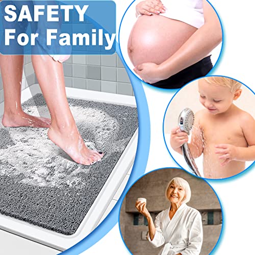 Shower Mats Non Slip For Elderly, 24X32’’Extra Lager Loofah Non Slip Shower Mat, Loofah Bath Mats For Shower, Non Slip Bath/Shower Mat For Elderly-Grey #TOP4