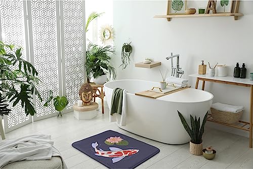 Tapis de salle de bains 75x45 cm rectangulaire antidérapant et imperméable motif Poisson Koi - 7
