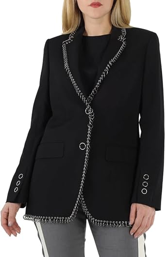 BURBERRY Black Sidon Ring-Pierced Boxy Blazer