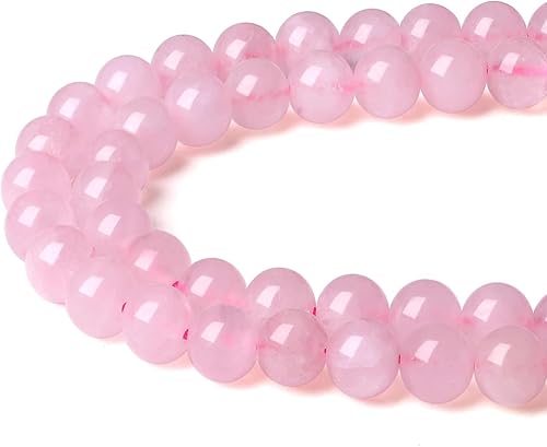 LAIDANLA Cuentas de piedra natural de cuarzo rosa de 0.315 pulgadas (0.315 in), cuentas redondas sueltas de piedra preciosa para manualidades,