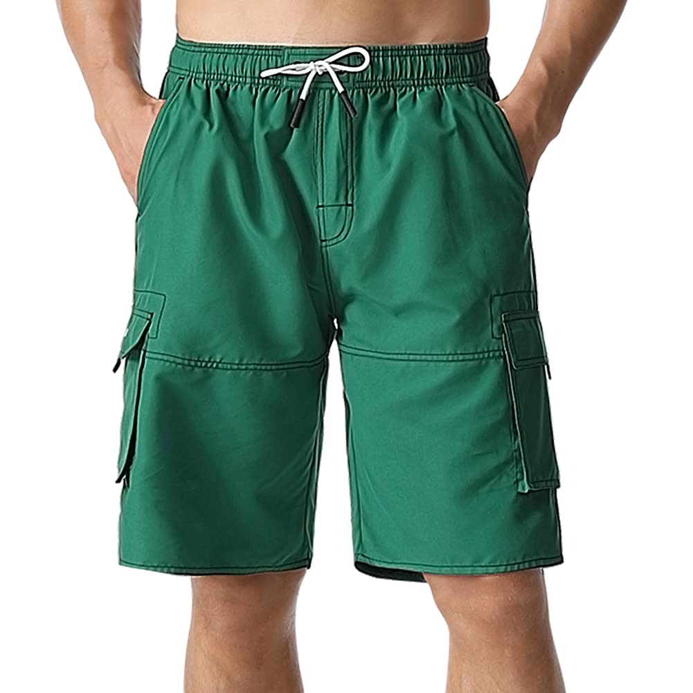 Men's Sportwear Board Shorts with Mesh Lining Quick Dry Beach Shorts Green 34-image-36