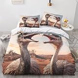 BJCJGGL Bettwäsche 135x200 Strauß Bettwäsche Set mit Reißverschluss Schließung und 2 Kopfkissenbezug 80x80 cm   Weicher Atmungsaktive Mikrofaser Bettbezug für Kinder Mädchen