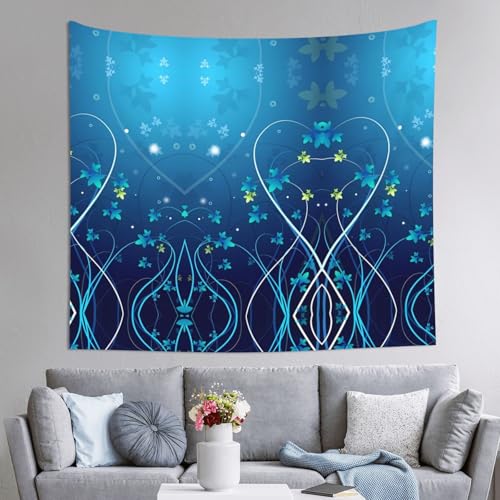 Tapisserie fleurs bleues pour masquer un mur abime avec elegance