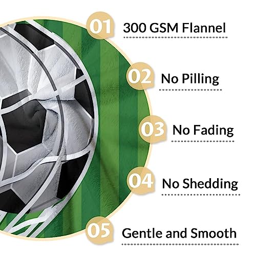 Mercuryelf Soccer Blanket Gifts, 30"x40" Funny Football Throw Blankets for Boys Kids, Cozy Lightweight Fleece Plush for Sofa Bed Room Decor