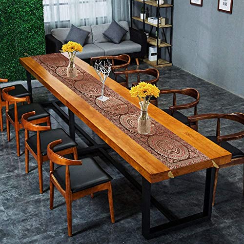 Image of Diwali Decor Brocade Jacquard Silk Table Runner Long Runner for Dinning & Centre Table Mandala Print 72 x 16 Inches (Coffee Brown)