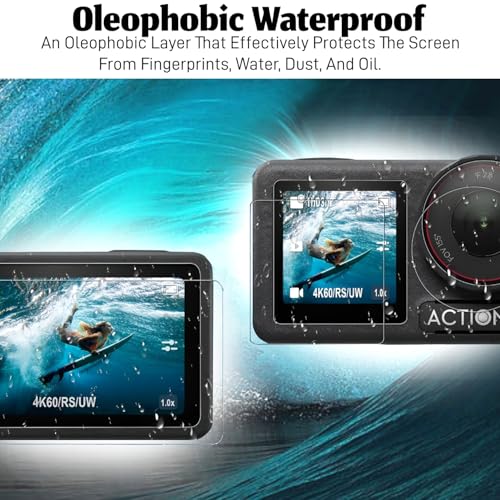 Image of Tempered Glass Screen Protector Compatible for DJI Osmo Action 5 Pro Action Camera (Transparent) Edge To Edge Full Screen Coverage With Installation Kit, Complete Set Of 3 Glass
