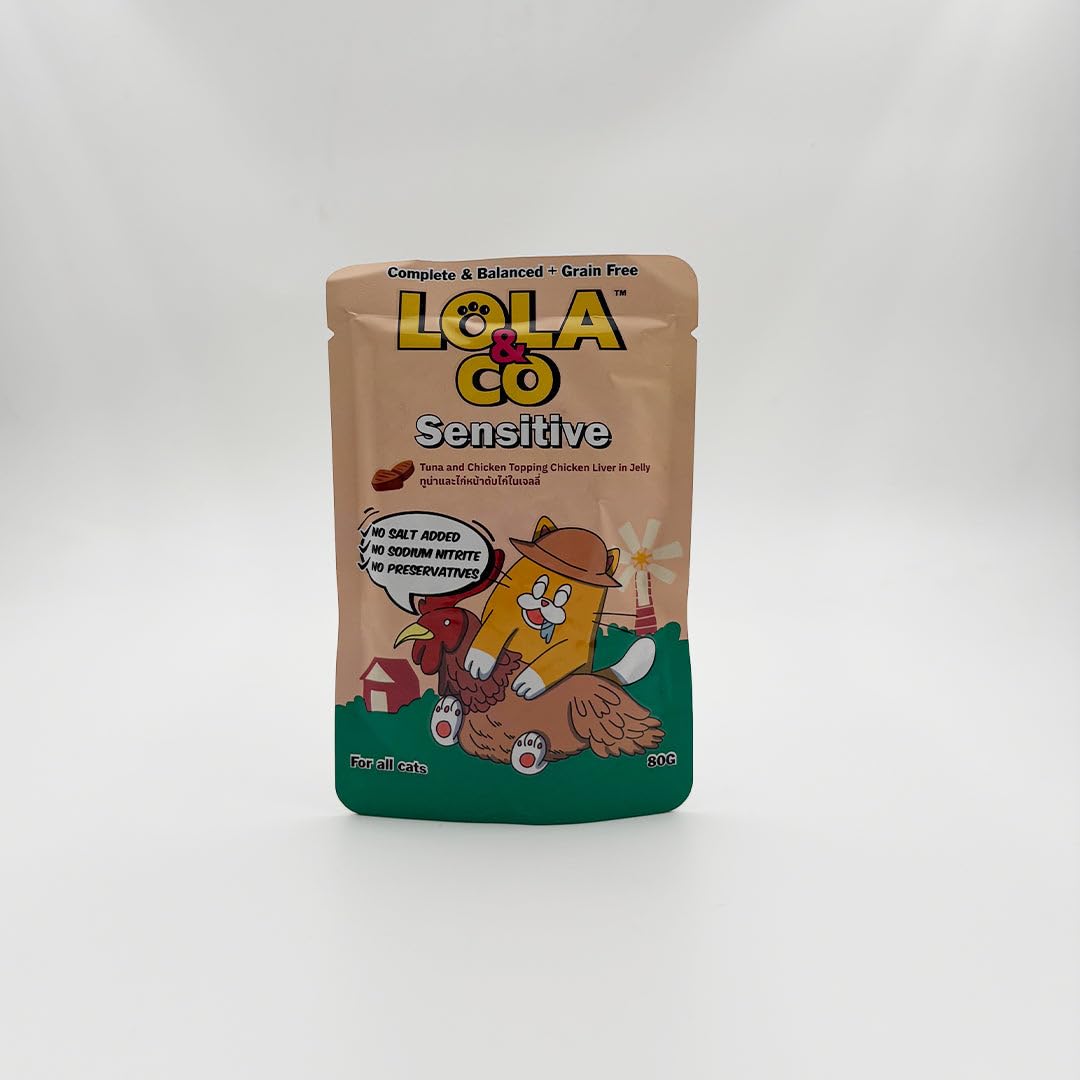 Lola & Co Sensitive Cat Food – Tuna & Chicken Topping with Chicken Liver Jelly (Pack of 5) 80g-Ektek Global-image-37