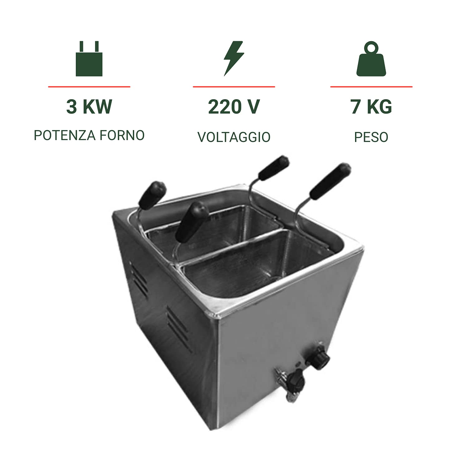 Ristoattrezzature Cuocipasta Elettrico - Da Banco - 2 cestelli
