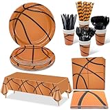 Basketball Party Decorations, Basketball Birthday Party Supplies, Include Plates, Basketball Tablecloth, Napkins, Cutlery, for Kids Boys Basketball Fans Birthday, Serves 20