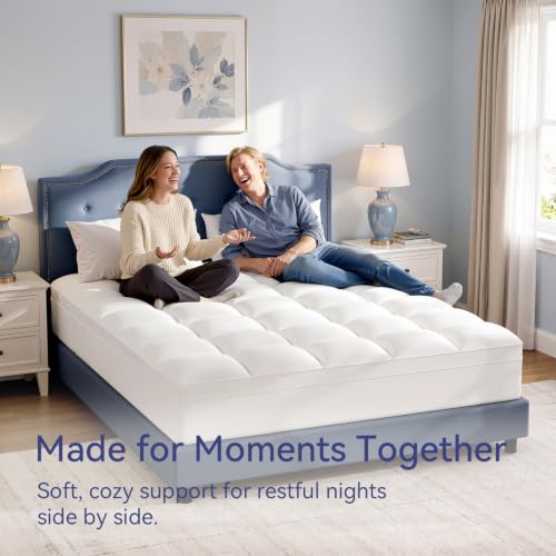 ELEMUSE Queen Mattress Topper, Extra Thick Pillow Top Mattress Pad Cover - image 2