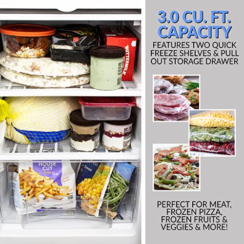 Igloo Cu.ft. Compact Upright Freezer With Storage Drawer, 2 Quick Freeze Shelves, Adjustable Thermostat, Perfect For Homes, Garages, Basements, 3.0 Cu. Ft #TOP2