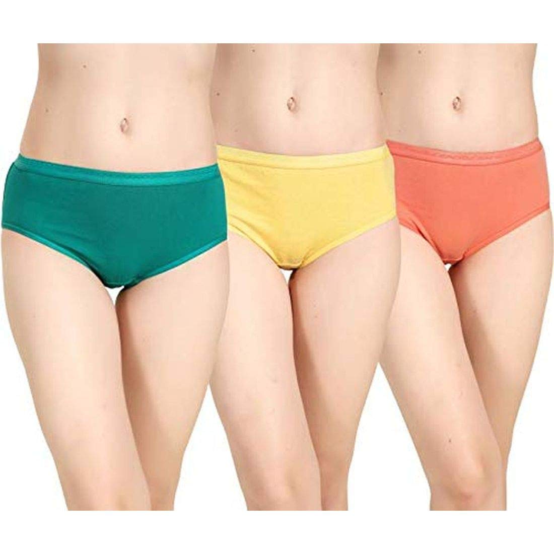 Women's/Girls Cotton Plain Underpants Panty | Panties | Bikni (Combo Pack of Three) - Multicolor, Free One Pair Transparent Bra Strap-image-18