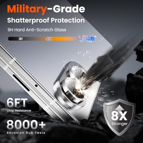 YWXTW Camera Lens Protector for Samsung Galaxy Z Fold 8, [12X Stronger Adhesion] Individual Anti Scratch Metal Ring Tempered Glass Camera Lens Cover for Z Fold 8 Accessories 2026 (Silver Glitter) — view 2