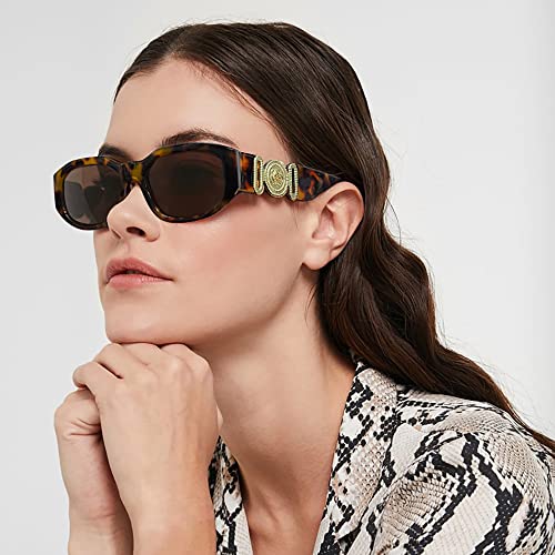 Image of FEISEDY Retro Trendy Rectangle Sunglasses Women Men Narrow Shades B2322 | |Vintage Shades |UV400 Protection |Blocks Glare |Women & Men |Comes With A Storage Case