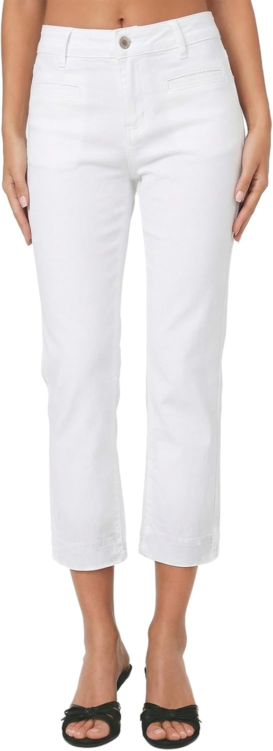 Sidefeel Women's Capri Jeans High Waist Stretchy Skinny Jeans Casual Summer Trendy Cropped Pants with Welt Pockets