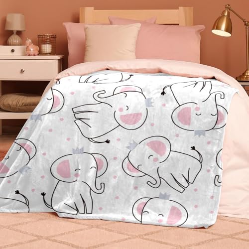 Couverture polaire éléphant blanc plaid microfibre chaud douce 150x200 - 8