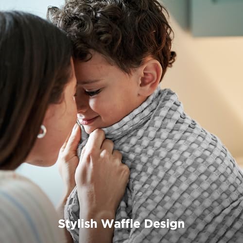 Image of Bedsure Cooling Cotton Waffle Oversized King Blanket - Lightweight Breathable Blankets Rayon Derived from Bamboo for Hot Sleepers, Luxury Throws for Bed and Sofa, Grey, 120x96 Inches