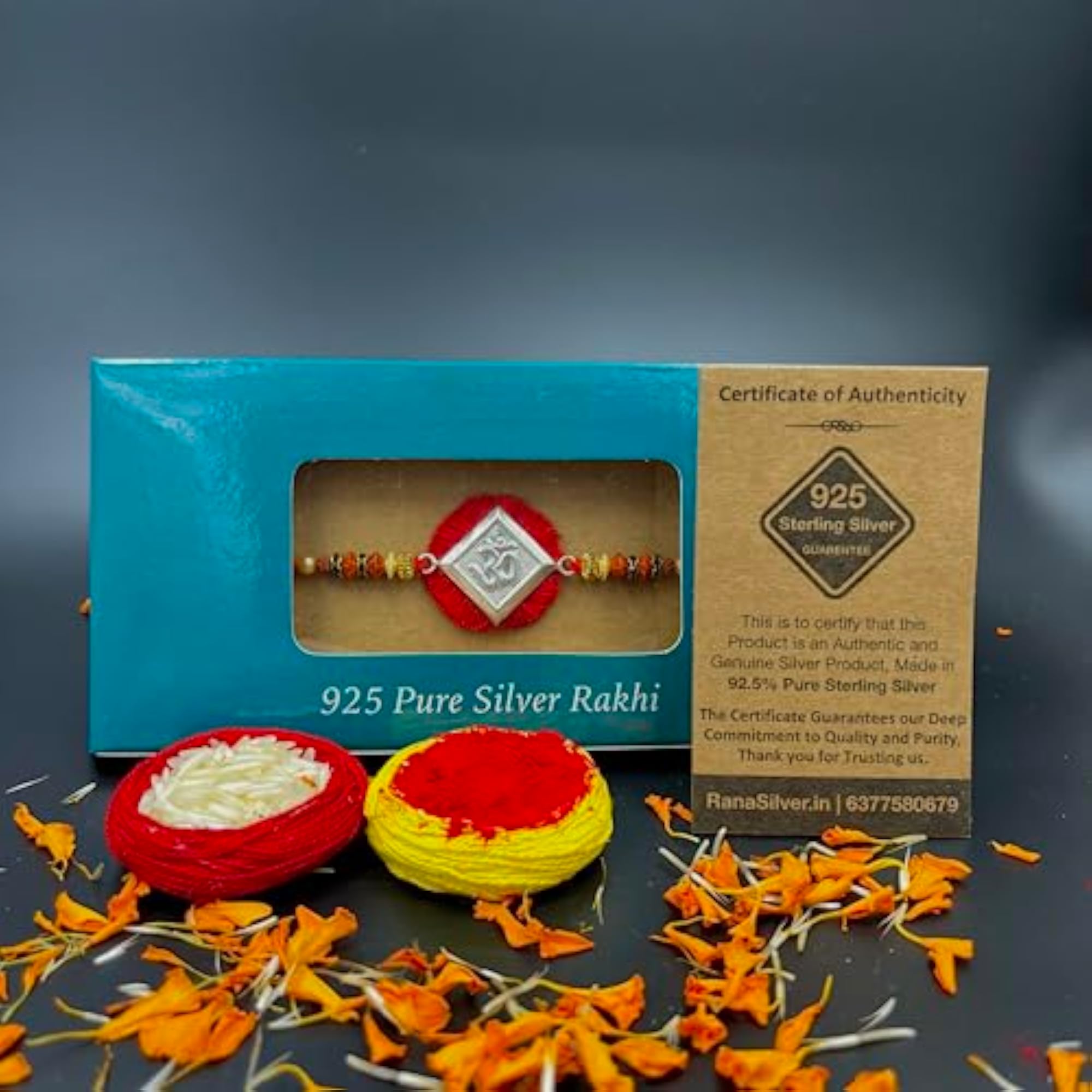 Real Pure Rudraksha Bracelet for Brothers, Red-Yellow 5
