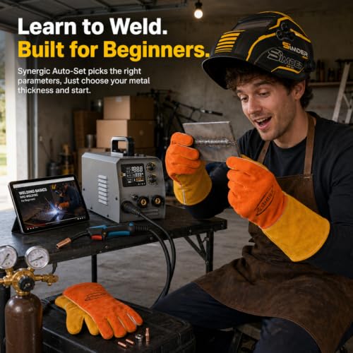 Image of SSIMDER 5 in 1 MIG Welder, 140A Pulse Spot Dual Voltage Portable | Flux Core /Lift TIG /Stick, Synergic Control, ARC Force, Auto Body Repair, Farm Fence, DIY Metal Art, IGBT Inverter