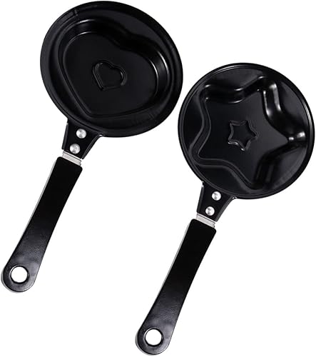 BESTonZON 2 piezas de estilo sartén antiadherente para hacer huevo, tortilla, estrella, multiusos, panqueques, hierro, forma de cocina, mini huevos