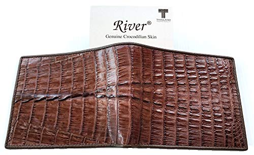 Genuine Real Tail Crocodile Skin Leather Man Bifold Dark Brown Wallet2