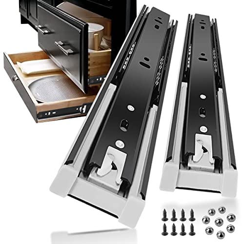 2 Pair 10 Inch Soft Close Drawer Slides Metal Full Extension Less Noise Ball Bearing Side Sliding Mount Black Heavy Duty 100 Pound Load Capacity