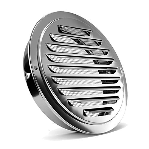 Stainless Steel Air Vents, PartsExtra Louvered Grille Cover Vent Hood Flat Ducting Ventilation Air Vent Wall Air Outlet with Fly Screen Mesh (8inch)