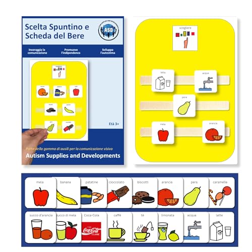 Autism Supplies and Developments Scelta Snack - Agenda Visiva Bambini Autismo – 16 Flashcards – CAA Giochi Montessori/Educativi – Ludattica – Regali Autistici – Italiano
