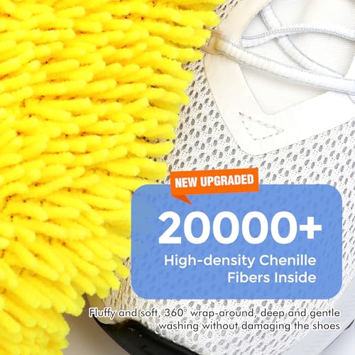Image of Teletrogy Shoe Washing Machine Bag, Laundry Shoe Bag for Washer & Dryer, Shoe Bag for Washing Machine Hands-free Plush Fibers Shoe Cleaning Bag Reusable for Sneakers Tennis Shoes, Yellow 2Pcs