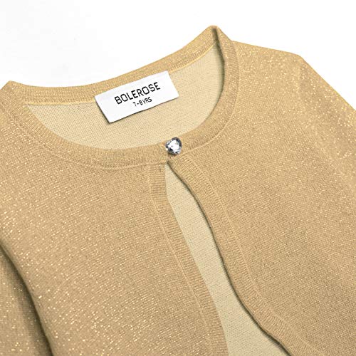 Bolerose Girls Long Sleeve Sparkle Cardigan Childrens Kids Bolero Shrug (Gold, 11-12 Yrs) #TOP1