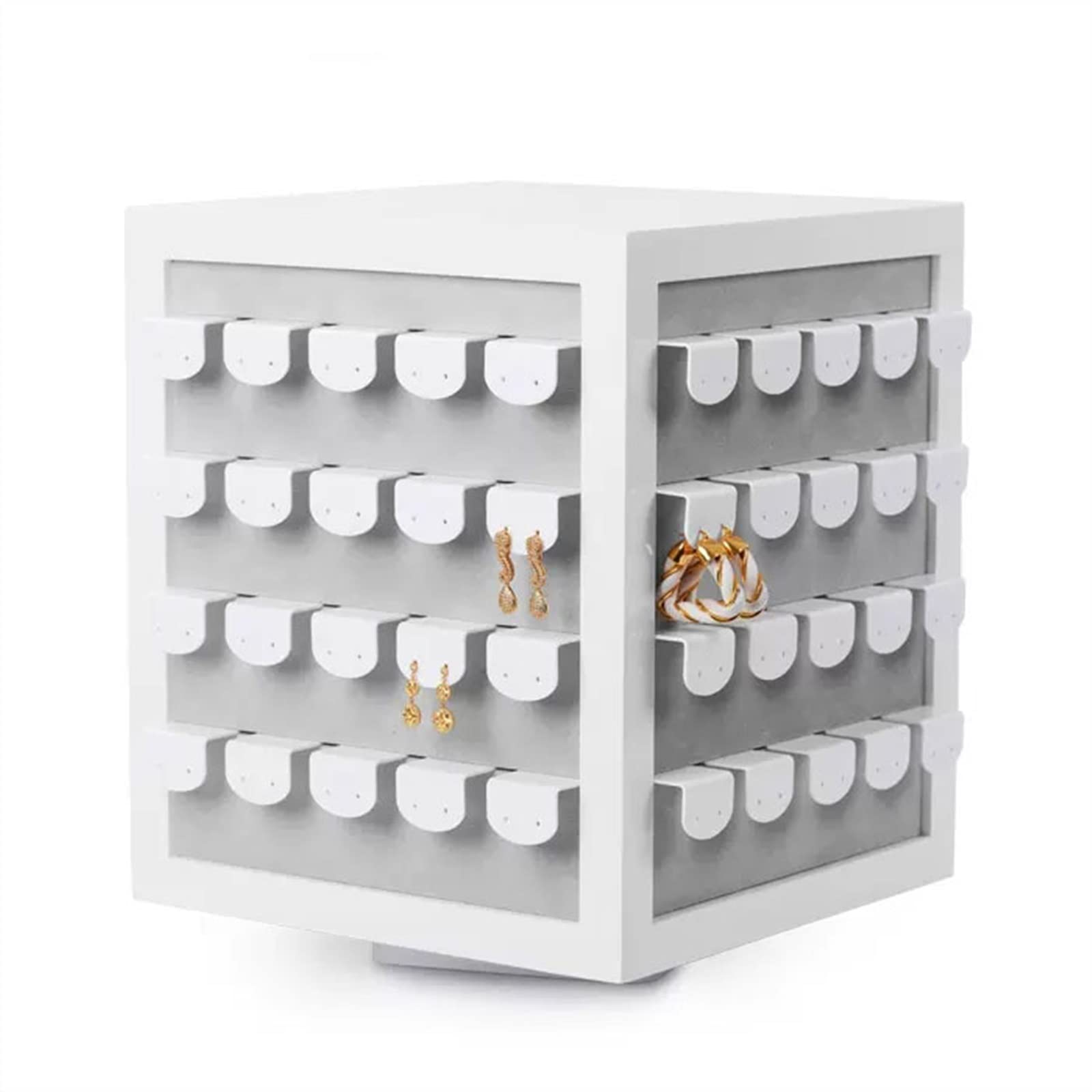 J9V4G6S3B5 Jewellery Storage Earring Holder Rotating Four-Sided Jewelry Display Stand, Organizer for Store, with Cardboard, KeyChain(Large)