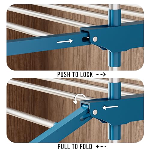 Image of amazon basics Mild Steel Double Supported 3 Layer Cloth Drying Rack | Foldable and Movable | Silver & Teal | Iron, Plastic |