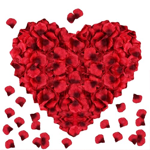 Image of 300PCS Fake Rose Petals for Romantic Night Romantic Festive Atmosphere Creation for Marriage Proposa Wedding Valentine's Day Decoration Party Activities (Red-Black)