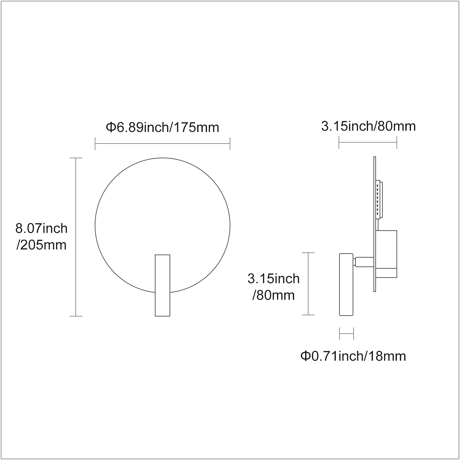 DAWALIGHT Lampada da Lettura a Muro Nero 6W + 3W Applique da Lettura Regolabile con LED 3000K Bianco caldo Moderna Applique da Parete per Libro Comodino Camper Interni