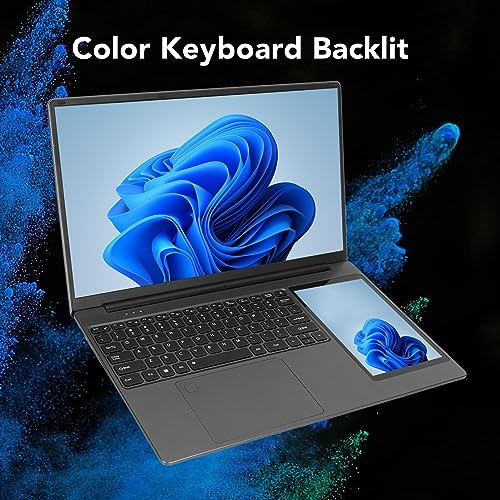 Dual-Screen-Laptop, 1920 X 1080 15,6 Zoll 7 Zoll Notebook für Win 11, Sekundärer Bildschirm mit Touch, LPDDR4 16 GB RAM, Quad-Core-CPU, Reise-Laptops, Computer mit Kamera, (16+2 – Bild 5