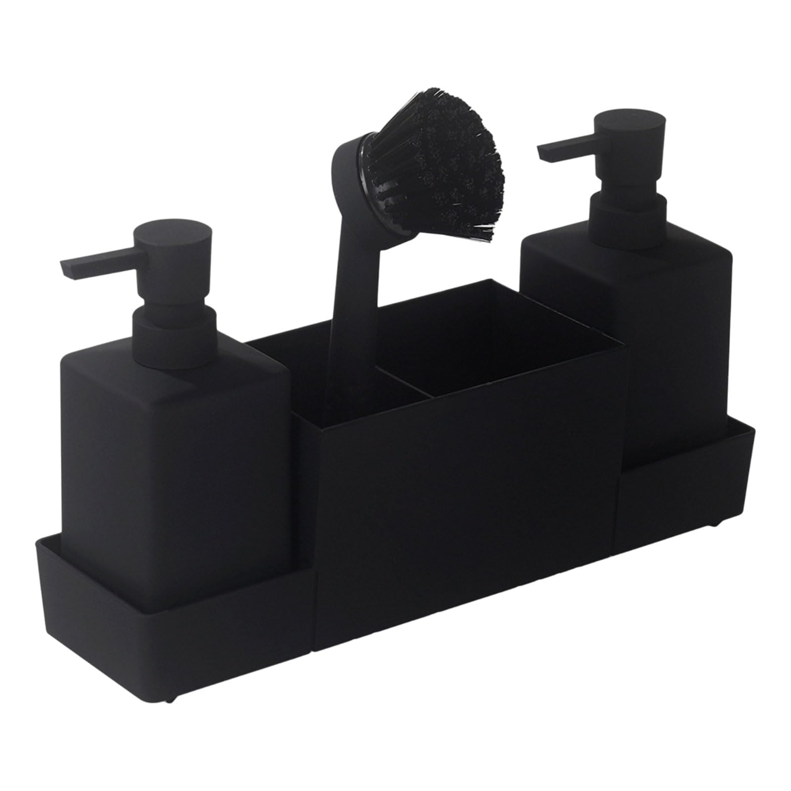Plastic Sponge Holder with Dual Soap Dispenser & Cleaning Compartment - nizer for Kitchen & Bathroom, Space-Saving Design, Easy to Clean