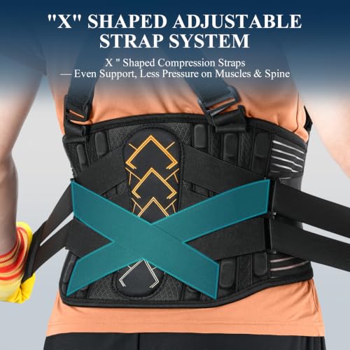 Image of Plus Size Work Back Brace for Heavy Lifting Safety - Back Support Belt with 2 Suspender Straps & Bionic Lumbar Panel, 360 Posture Protection for Men Women in Construction, Warehouse 2XL /3XL