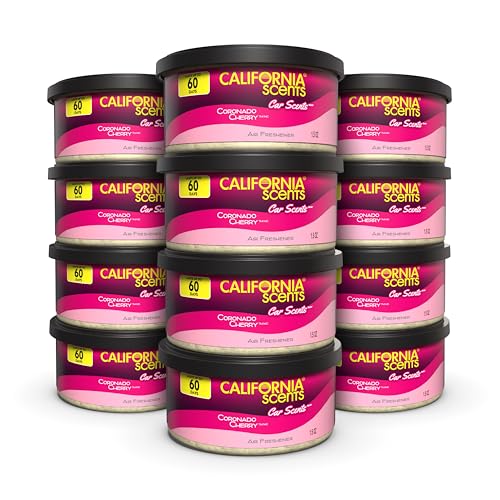 Can Air Freshener and Odor Neutralizer by California Scents, Set of 12 Spillproof Cans for Home and Car, Coronado Cherry, 1.5 Oz Each