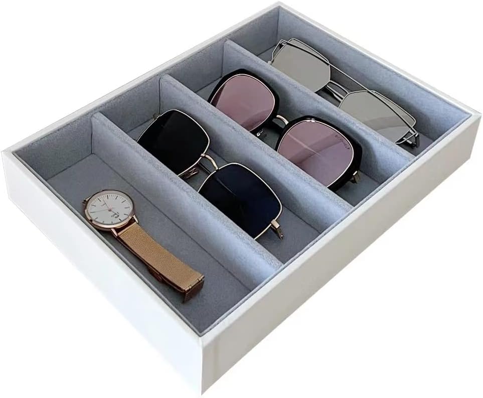 Premium Quality Sunglasses Tray Organizer Display PU Leather Exterior Soft Velvet Liner