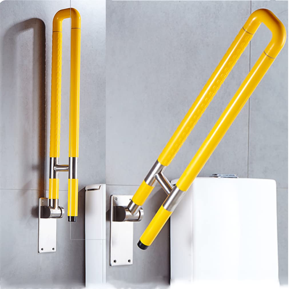 Barras De Sujeción Barra De Apoyo Abatible WC Manija de Soporte Marco de Seguridad Pared Soporte Agarraderas baño Barra abatible inoxidable Para Ancianos discapacitados (60cm,Blanco)