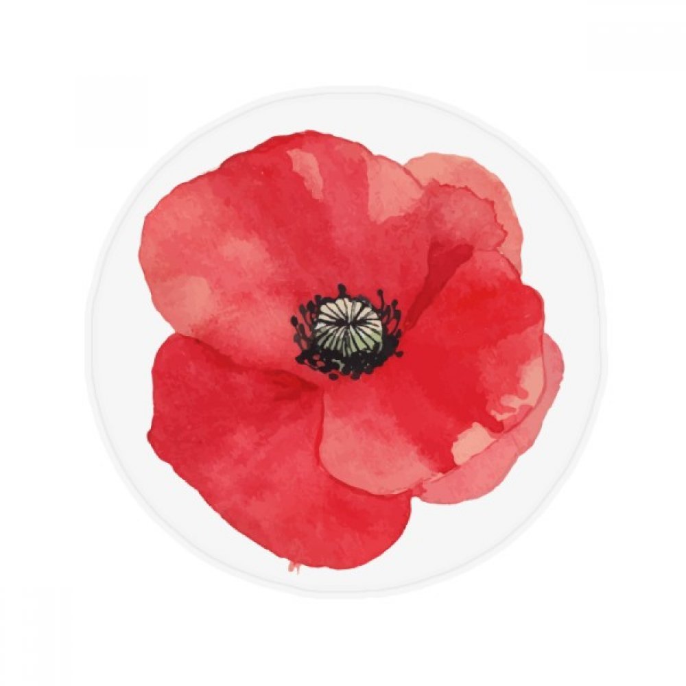Tapis de sol pet aquarelle fleur rouge pavot rond 80cm pour salon